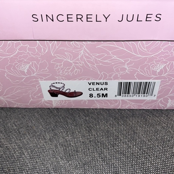 Sincerely Jules Clear Studded Heels w/Ankle Strap size 8.5 excellent condition. - Picture 2 of 5
